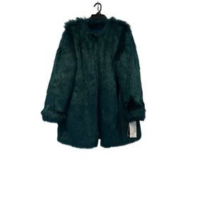 Wendy Williams Faux Fur Coat Emerald Green Sz.L NWT
